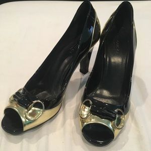 Gucci open toe Pump horsebit gold